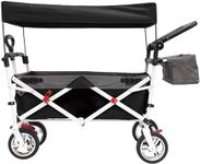 Creative Outdoor Push Pull Folding Wagon for Cargo with Canopy | Beach Park Garden Sports & Camping | Black with Canopy