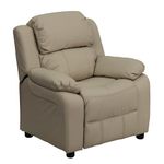 Flash Furniture BT-7985-KID-BGE-GG Deluxe Heavily Padded Contemporary Beige Vinyl Kids Recliner with Storage Arms