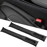 2PCS Leather Car Seat Gap Filler, Car Seat Gap Stopper Anti-Drop Space Slot Reserved Safety Belt Space, Premium Car Gap Filler Pad Car Accessories for Women and Men(Black)