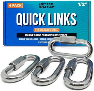 316 Stainless Steel Locking Carabiner Threaded Quick Link Chain Link Connector Clips Heavy Duty D Shape Repair Safety Quicklinks 1/2, 3/8, 5/16 or Small 1/4 Marine Grade Metal - 4pcs Quick Links 1/2"