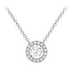 Amazon Essentials 9ct White Gold Cubic Zirconia Halo Necklace (previously Amazon Collection)