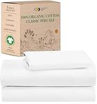 California Design Den Twin Sheets Set, 100% Organic Cotton Sheets - GOTS Certified, Percale Sheets - Soft, Crisp & Cooling Sheets, Deep Pockets, 3 Piece Twin Bed Sheets, White Sheets