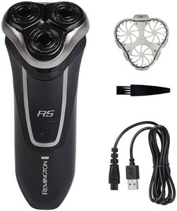 Remington R5 Style Series Rotary Shaver for Men, Titanium Bending Blade, Sensitive Skin Comfort, Waterproof Rechargeable Wet or Dry Electric Shaver with Pop-Up Trimmer and Stubble Attachment