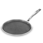Hawkins 26 cm Triply with Shielded Nonstick Pro Flat Tava | Induction & Gas Compatible | Flat Surface, Spill-Resistant Rim | Silver (PSNFT26)
