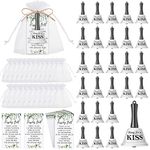 Lounsweer 60 Sets Wedding Kissing Bells Bulk Wedding Party Favors for Guests Ring for a Kiss Bells with Greenery Card Organza Bag Jute Rope Mini Bells for Wedding Reception Favor Goody Bag Supplies