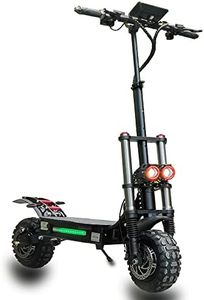 HWWH Scooter Elettrico Adulto Monopattino Elettrici Potente da Sterrato Veloce Manopola dell'acceleratore Doppio Motore Fuoristrada Pneumatici per Tutti i Terreni da 11in litio Batteria 60V 40Ah