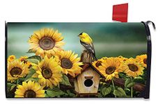 Goldfinch and Sunflowers Magnetic Mailbox Cover Birdhouse Standard