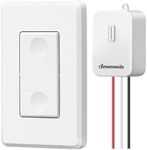 DEWENWILS Wireless Light Switch and Receiver Kit, 15A/1800W, No in-Wall Wiring, Remote Light Switch, Wall Switch Lighting Fixture for Ceiling Lights, Fans, Lamps,100FT RF Range, Pre-Programmed