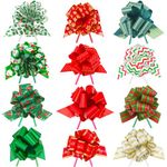 G2PLUS 24PCS Christmas Pull Bows, 5" Wide Large Christmas Ribbon Pull Bows, Gift Pull Bows Ribbon for Xmas Presents Gift Wrapping, Christmas Decoration, Hampers, Christmas Wreaths, Bouquets