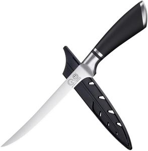 XYJ Fillet Knife Kitchen Cutlery,7 Inch Ultra Sharp Stainless Steel Salmon Fish Meat Carving Steak Knives,Professional Deboning Knife With Sheath Case
