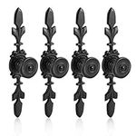 Fdit Black Set of 4 Vintage Style Pull Handle Door Knobs Back Plate for Home Furniture Drawers Cabinets Wardrobes Cupboard Cabinet with Screw