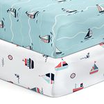 The White Cradle Flat Bed Sheet for Baby Cot & Mattress (2 pcs Pack) - Pure Organic Cotton - Extra Large, Super Soft & Smooth, Absorbent Twill Fabric for Infants & Newborns - Yacht and Yacht Blotch