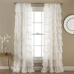 Dekor World 2 Pieces White Cotton Sheer Ultimate Fabric Ruffle Collection Rod Pocket Curtain Set (Long Door: 110x275 cm or 4x9 Feet or 42x108 Inches) for Bedroom and Living Room