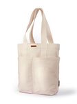 Harry Kritz Womens Vertical Stylish 5 Pocket Tote Bag 100% Organic Cotton Canvas Tote For College & Daily Use, Beige