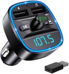ORIA Bluetooth 5.3 FM Transmitter for Car, Bluetooth Car Music Wireless Radio Adapter, Universal Car Charger with Dual USB Charging, Support TF Card & USB Disk (USB-C Converter Included)
