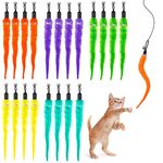 FRAMNG 20 Pcs Cat Worm Replacement Toy, Interactive Cat Wand Toy Refills, Assorted Teaser Refills with Bells, Kitten Wands Toy for Indoor Cats Training Exerciser