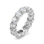 5.00mm 925 Sterling Silver Cubic Zirconia Fashion Ring - Eternity, Engagement, Wedding Band, Zirconia,Silver, Cubic Zirconia