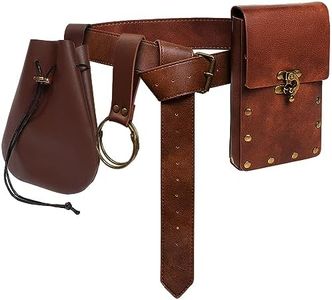 Retro Belt Pouch Waist Bag Womens Fanny Pack Cellphone Holder Steampunk Mens Medieval Renaissance Purse Costume Accessories, Tri-Brown