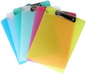 LATERN 6Pcs A4 Clipboard, Plastic Transparent A4 Clipboard 5 Colors Paper Holder Writing Board for Memo Form Document