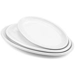 Foraineam Set of 3 Sizes Porcelain Oval Serving Platters White Dinner Plates Serving Dishes for Party, Dessert, Sushi, Fish