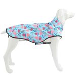 Mile High Life | Dog Raincoat | Adjustable Water Proof Pet Clothes | Lightweight Rain Jacket with Reflective Strip | Easy Step in Closure, Light Blue Watermelon, Large