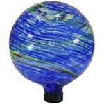 Sunnydaze Northern Lights Gazing Ball - Blue and Green Swirl Decorative Glass Garden Globe Sphere - Outdoor Patio, Lawn and Yard Orb Ornament - 10-Inch