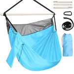 Chihee Hammock Chair Parachute Nylon Hanging Chair Portable Lightweight Large Swing Chair - Max 550 Lbs - Includes Callapsible Metal Spreader Bar Strong Webbing and Carabiner - Outdoor Indoor Camping