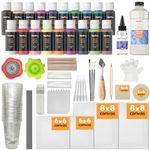 Nicpro Acrylic Pour Kit, Artist Starter Supplies Including 19 Colors Acrylic Paints, Pouring Medium, Silicone Oil, Canvases, Gloves, Strainers, Brushes, Mixing Stick for Flow DIY Painting