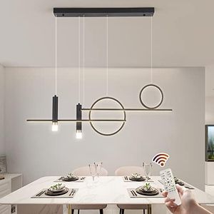 Ganeed Modern Linear LED Chandelier Dimmable LED Pendant Light Linear Pendant Lighting Adjustable Hanging Light Fixture for Kitchen Bedroom Dining Living Room 50W/Black