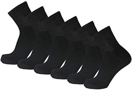 Big and Tall Diabetic Neuropathy Ankle Socks, King Size Mens Athletic Socks (13-16, Quarter Black) - 6 pairs