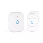 Wireless Doorbell, Himster Waterproof Door Bell Chime Kit Alarm for Home at Over 1000 Feet Range Operating with 56 Melodies, LED Flash, 7 Levels Adjustable Volume (White 2 Transmitters & 1 Receiver)