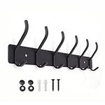 Coat Hooks Wall Mounted, Heavy Duty Door Hooks for Wall with 6 Hooks, Stainless Steel Coats Hooks for Hanging Towel, Clothes, Hat, Metal Wall Coat Racks for Home, Bathroom, Bedroom, Matt Black