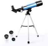 Telescope for Children Beginners, 50 mm Opening 360 mm Opening Refractor Telescopes, Portable Astronomy Telescope 90X with Tripod, 2 Eyepieces, 1.5 x Barlow Lens