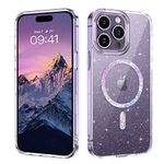 BENTOBEN for Phone Case for iPhone 14 Pro Max Magnetic [Compatible with Mag safe], Clear Glitter Protective Cover Slim TPU Transparent Shockproof Bling Sparkly Phone Cover for iPhone 14 Pro Max 6.7"