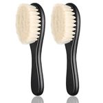 2 Pieces Barber Fade Brush Men Beard Brush Neck Duster Cleaning Brush Soft Beard Brush with Wooden Handle for Barber Hair Cutting Kits (Black)