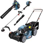 SENIX LSSG-M10 21-inch 170cc Gas Lawn Mower Self Propelled, 26.5 cc String Trimmer and 4-Cycle Leaf Blower Kit