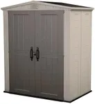 Keter Factor 6x3 Outdoor Storage Shed Kit-Perfect to Store Patio Furniture, Garden Tools, Bike Accessories, Beach Chairs and Push Lawn Mower, Taupe & Brown
