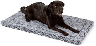 PELZIN Stoutwool Chew Proof Dog Bed - Fluffy Chew Resistant Dog Crate Pad - Tough Kennel Pad for Aggressive Chewers - Washable, Ideal for Large Breeds & Fits L 109cm Crate - 104x69x5cm, Charcoal