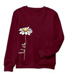 Shreya Store Women Full Sleeve Flower Printed T-Shirt (L, Maroon)