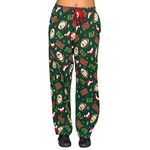 Elf OMG! Santa! Adult Hunter Green Pajamas Lounge Pants