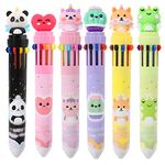 Multicolor Ballpoint Pen 0.5mm, 10-in-1 Colored Retractable Animal Ballpoint Pens for Office Back to School Supplies Students Children Gift, 6 Count