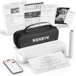 MUNBYN Portable Printers Wireless for Travel ITP04 with Carry Case, Portable Printer Bluetooth, Support 8.5 x 11 & A4 Thermal Paper, Compatible with Android, iOS & Laptop, Inkless Printer (White)