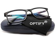 Optify Blue Ray Power Spectacles with Anti-glare UV by Computer Tablet Laptop Mobile (Unisex) (Zero, Black)