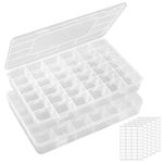 Lifewit 2Pack 36 Grids Clear Stackable Plastic Organizer Storage Box Container with Adjustable Dividers for Beads, Art DIY, Crafts, Jewelry, Fishing Tackle with 5 Sheet Label Stickers