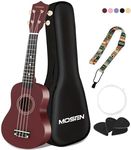 MOSEN Ukulele for Beginners 21 Inch All in One Kit Beginner Professional Ukulele Including Straps, Strings, and Paddles (Brown)