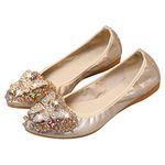 Kivors Womens Ballet Flats Shoes Rhinestone Wedding Ballerina Fold Up Shoes Foldable Sparkly Comfort Slip On Ladies Loafers