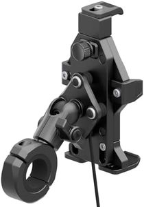 Tackform Aluminum Motorcycle Adventure Phone Mount - Vibration Dampening and Wireless Charging | Fits 7/8" to 1-1/4" Handlebars | Compatible with iPhone, Galaxy, More | Short Reach Arm | Black