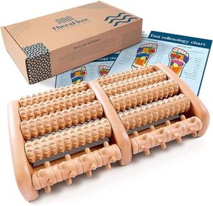 TheraFlow Masseur Pieds Double Taille L - Acupression Shiatsu Original - Soulagement Fasciitis Plantaire – Schéma Réflexologie Plantaire/Mode d’emploi – Bois