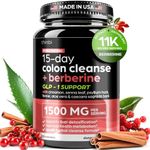 GLP-1 Colon Cleanse Berberine Supplement 1500mg - 15-Day Advanced Detox for Men & Women - Extra Strength w/Senna Leaf, Fast-Acting Natural for Constipation, Gut Health & Bloating Relief - THINBI