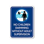 Honey Dew Gifts, No Children Swimming Without Adult Supervision, 9 inch by 12 inch, Tin Plate, Pool Safety Sign, Pool Warning Signs, Pool Warning, Swim Sign, Pool Signage, HDG-1324